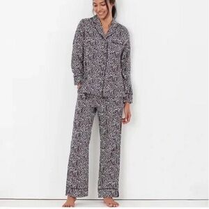 NEWJoules Cream Feather Sleeptight Cotton Leopard Print Top & Pant Pajama SetXXL